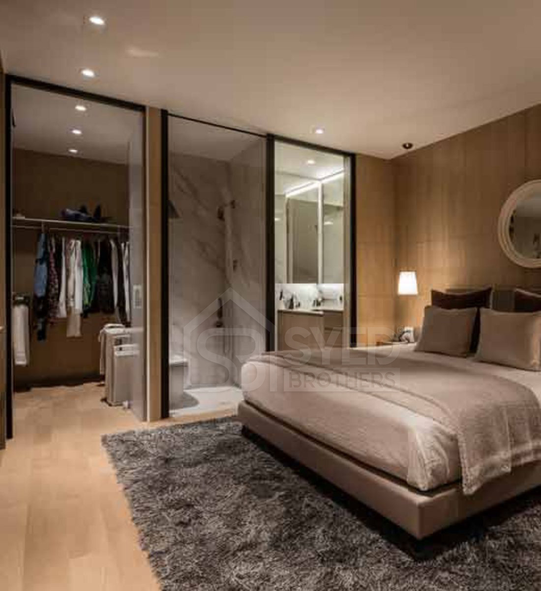 Private Bedroom Design with Attached Bath and Guest Space